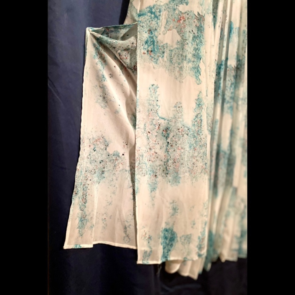 watercolor sheer overlay maxi skirt  |  white